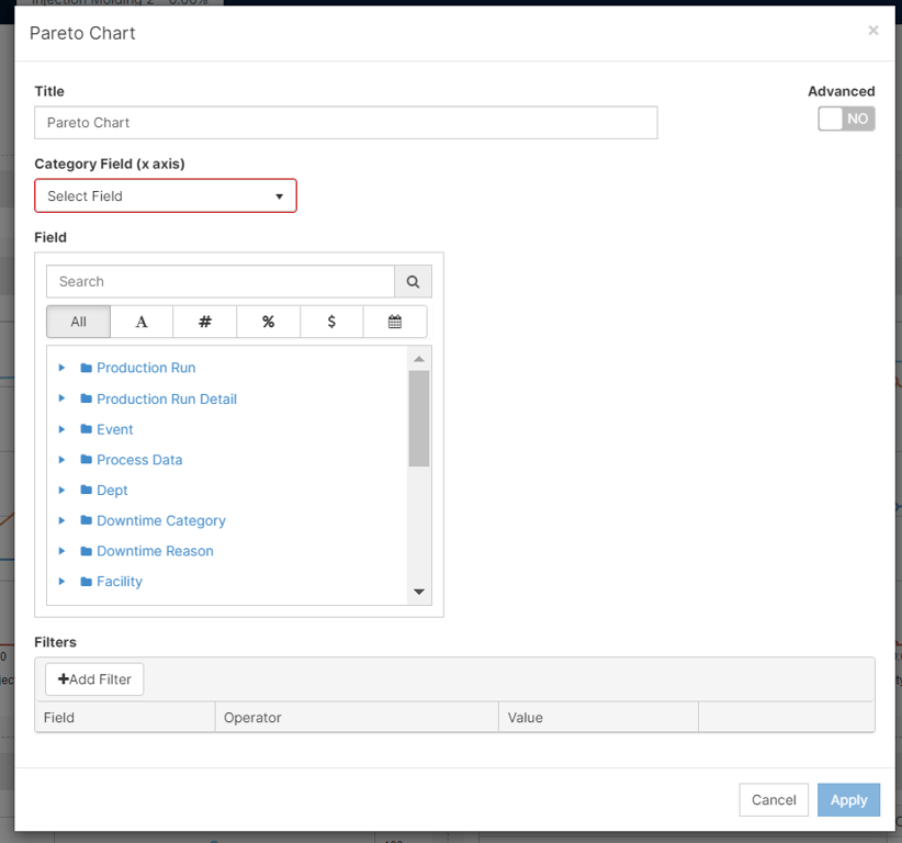 Dashboard Widget: Pareto Chart